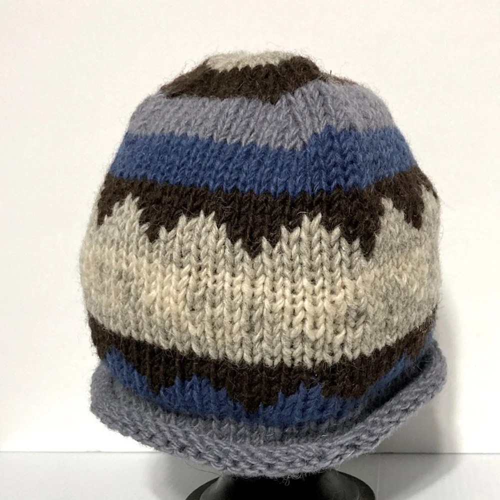 Wool Handknit Hat Beanie Cap Handmade in Nepal Fully Lined Unisex